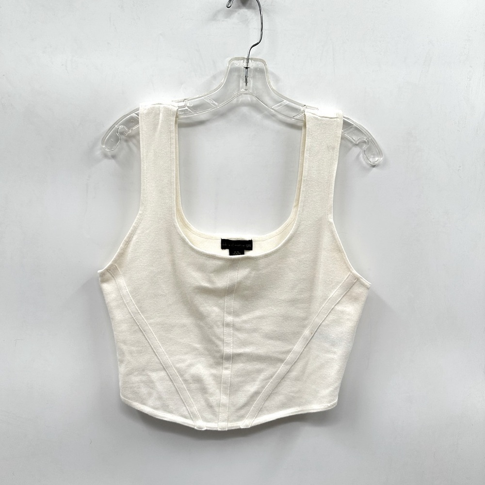 HOUSE OF HARLOW 1960 cream woman crop stretch bohemian summer trendy tank XL